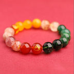 Fortune Jewel Five Elements Various Agate Crystal Green Strawberry Quartz Sun Stone Wealth Bracelet