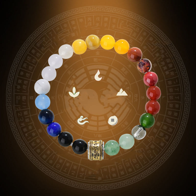 Fortune Jewel Five Elements Various Agate Crystal Red Agate Gold Sheen Obsidian Yellow Agate Luck Bracelet
