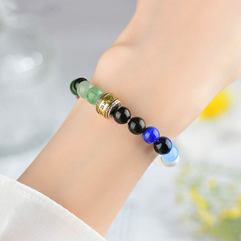 Fortune Jewel Five Elements Various Agate Crystal Red Agate Gold Sheen Obsidian Yellow Agate Luck Bracelet