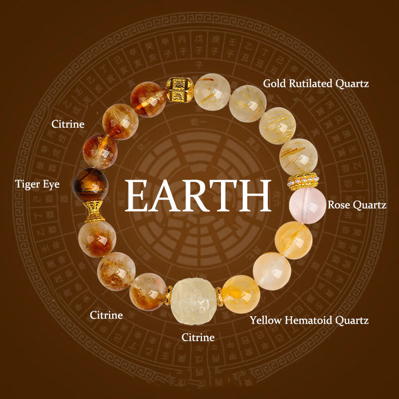 Fortune Jewel Five Elements Various Agate Crystal Green Phantom Rutilated Quartz Green Grape Agate Malachite Luck Bracelet
