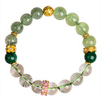 Fortune Jewel Five Elements Various Agate Crystal Green Phantom Rutilated Quartz Green Grape Agate Malachite Luck Bracelet