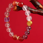 Fortune Jewel Five Elements Various Agate Crystal Green Phantom Rutilated Quartz Green Grape Agate Malachite Luck Bracelet