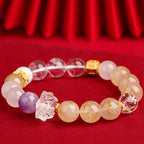 Fortune Jewel Five Elements Various Agate Crystal Green Phantom Rutilated Quartz Green Grape Agate Malachite Luck Bracelet
