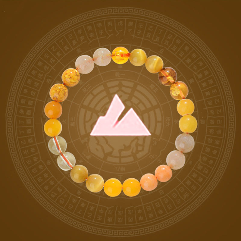 Fortune Jewel Five Elements Various Agate Crystal Rutilated Quartz Tiger Eye Yellow Agate Citrine Luck Bracelet