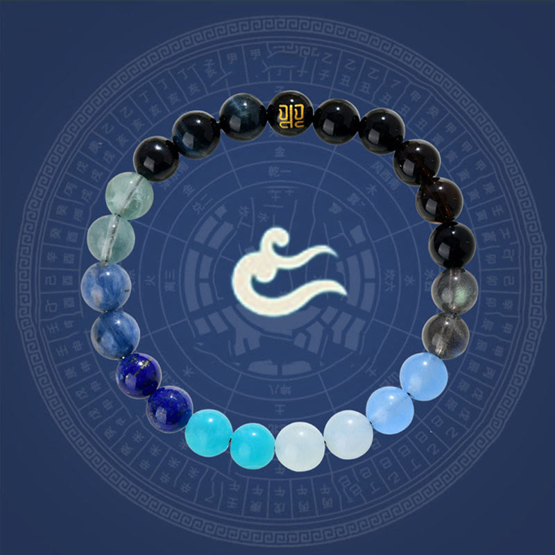 Fortune Jewel Five Elements Various Agate Crystal Rutilated Quartz Tiger Eye Yellow Agate Citrine Luck Bracelet