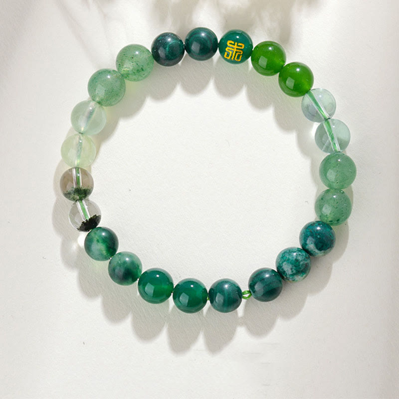 Fortune Jewel Five Elements Various Agate Crystal Rutilated Quartz Tiger Eye Yellow Agate Citrine Luck Bracelet