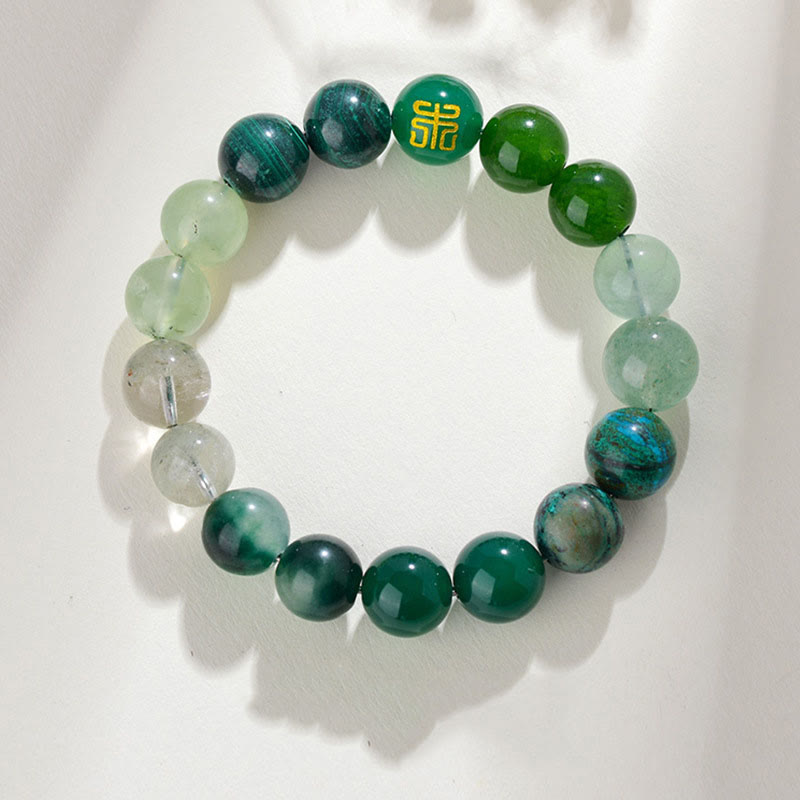 Fortune Jewel Five Elements Various Agate Crystal Rutilated Quartz Tiger Eye Yellow Agate Citrine Luck Bracelet