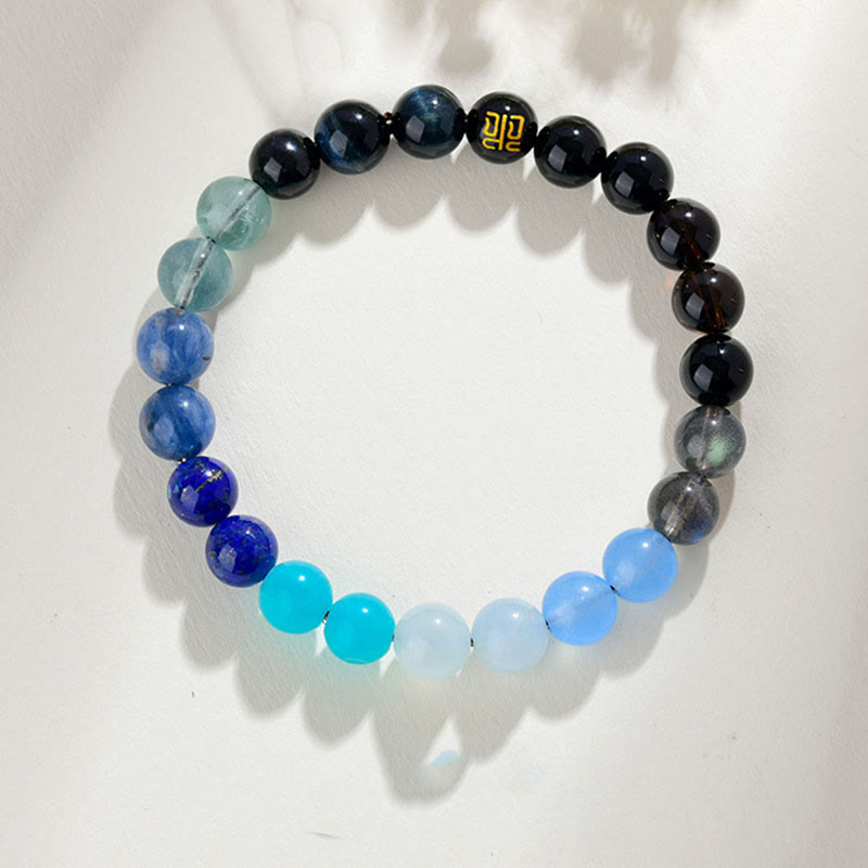 Fortune Jewel Five Elements Various Agate Crystal Rutilated Quartz Tiger Eye Yellow Agate Citrine Luck Bracelet