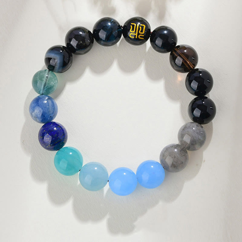 Fortune Jewel Five Elements Various Agate Crystal Rutilated Quartz Tiger Eye Yellow Agate Citrine Luck Bracelet