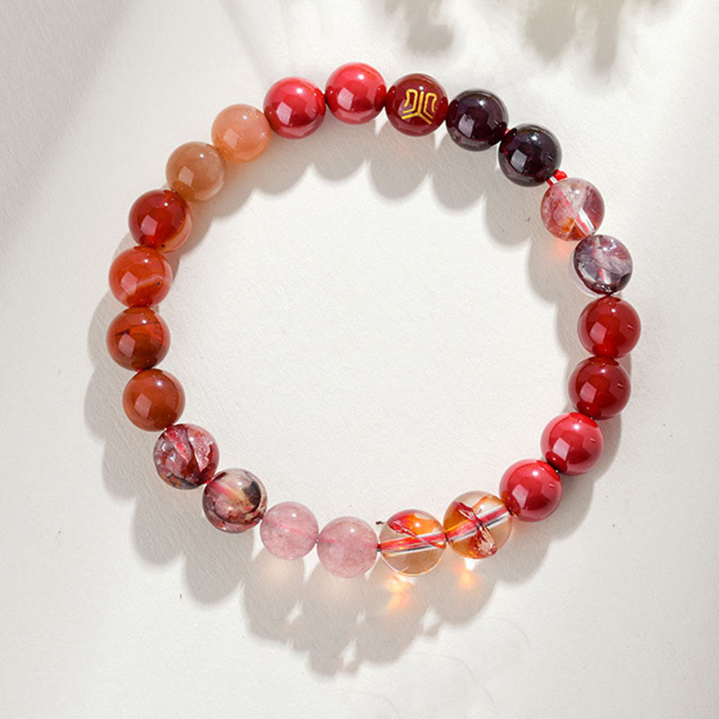 Fortune Jewel Five Elements Various Agate Crystal Rutilated Quartz Tiger Eye Yellow Agate Citrine Luck Bracelet