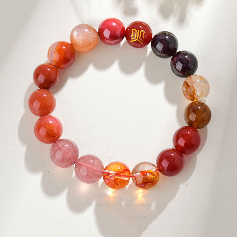 Fortune Jewel Five Elements Various Agate Crystal Rutilated Quartz Tiger Eye Yellow Agate Citrine Luck Bracelet
