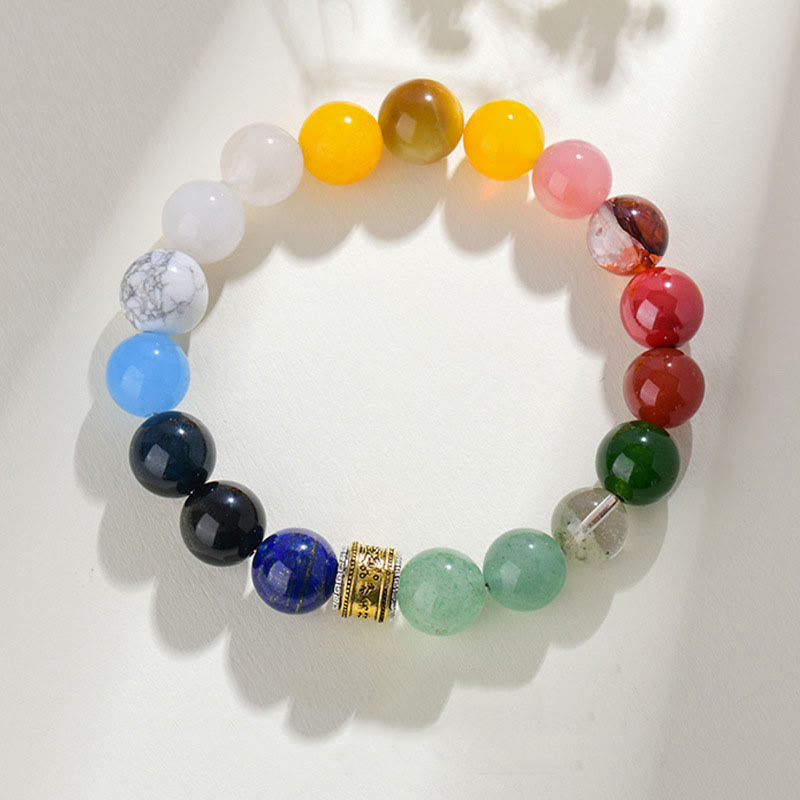 Fortune Jewel Five Elements Various Agate Crystal Rutilated Quartz Tiger Eye Yellow Agate Citrine Luck Bracelet
