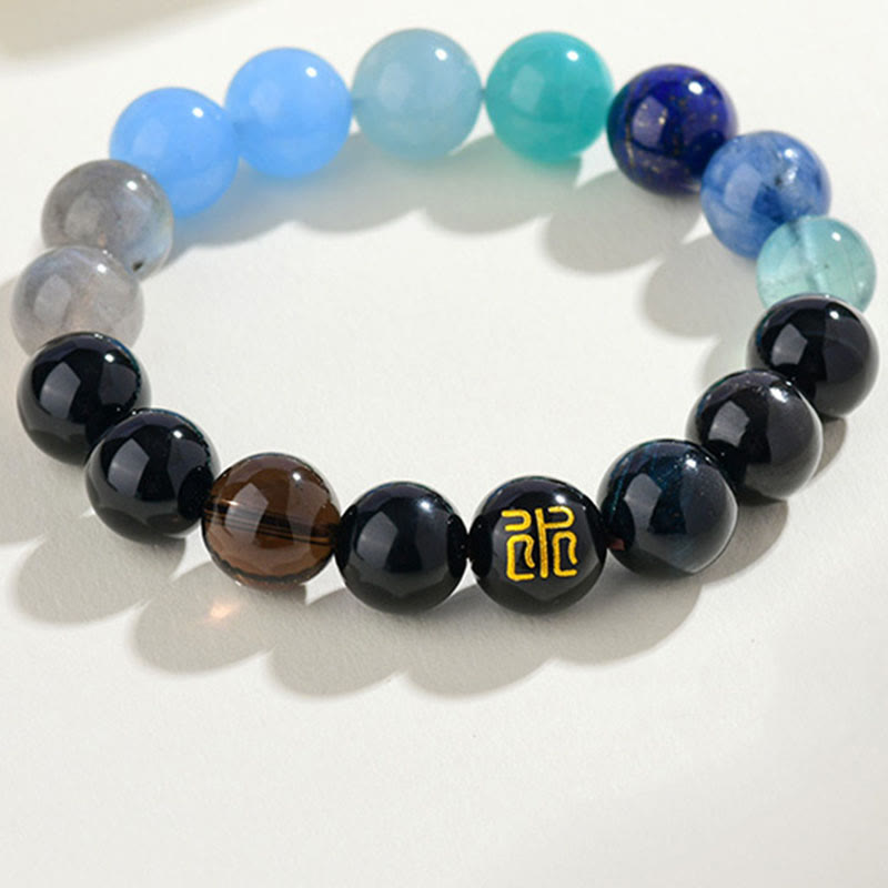 Fortune Jewel Five Elements Various Agate Crystal Rutilated Quartz Tiger Eye Yellow Agate Citrine Luck Bracelet