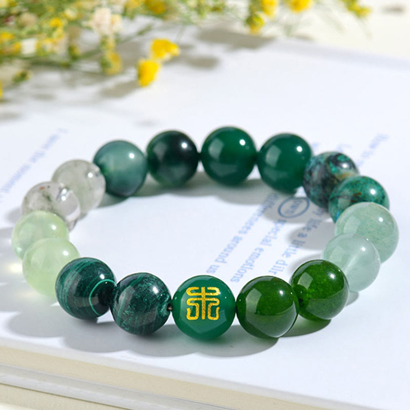 Fortune Jewel Five Elements Various Agate Crystal Rutilated Quartz Tiger Eye Yellow Agate Citrine Luck Bracelet