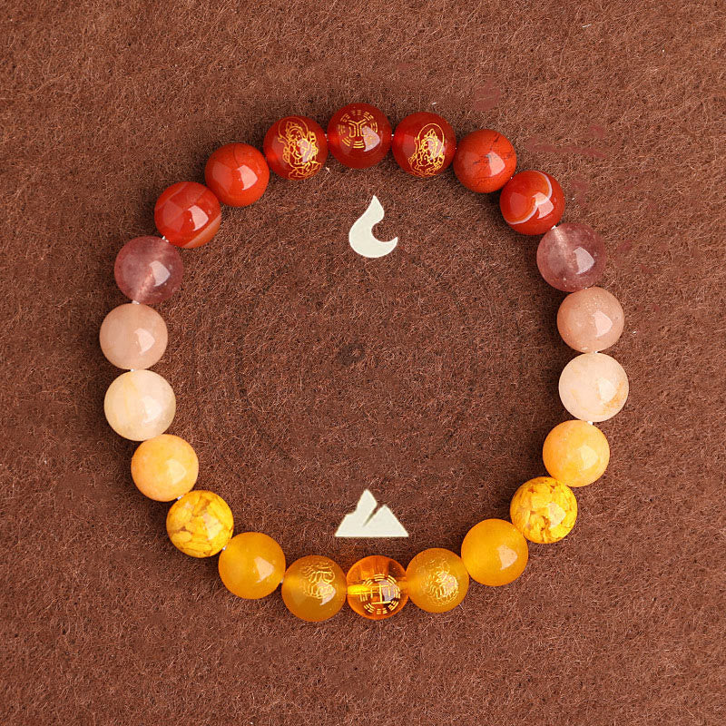 Fortune Jewel Five Elements Various Agate Crystal South Red Agate Strawberry Quartz Sun Stone Citrine Luck Bracelet