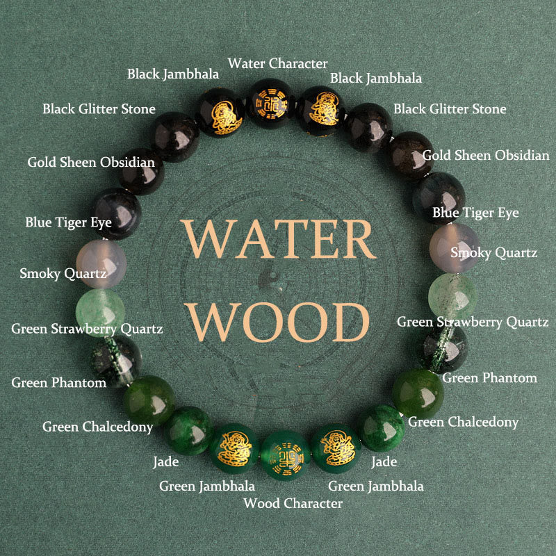 Fortune Jewel Five Elements Various Agate Crystal South Red Agate Strawberry Quartz Sun Stone Citrine Luck Bracelet