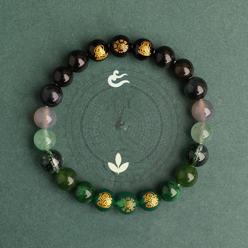 Fortune Jewel Five Elements Various Agate Crystal South Red Agate Strawberry Quartz Sun Stone Citrine Luck Bracelet