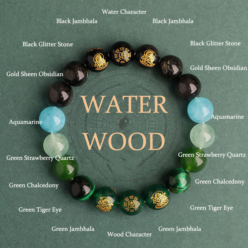 Fortune Jewel Five Elements Various Agate Crystal South Red Agate Strawberry Quartz Sun Stone Citrine Luck Bracelet