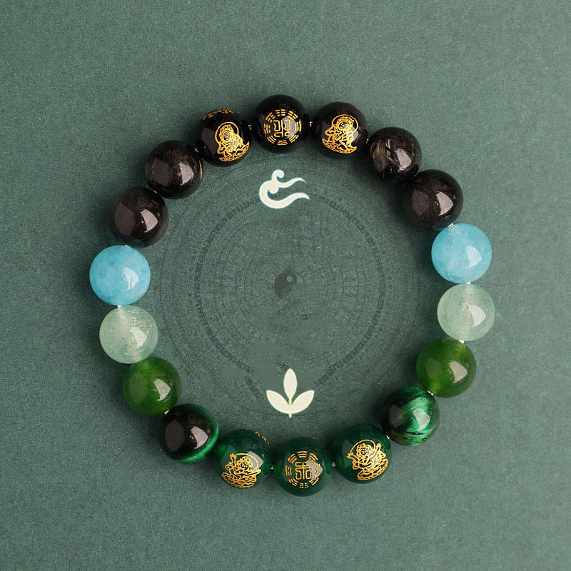 Fortune Jewel Five Elements Various Agate Crystal South Red Agate Strawberry Quartz Sun Stone Citrine Luck Bracelet