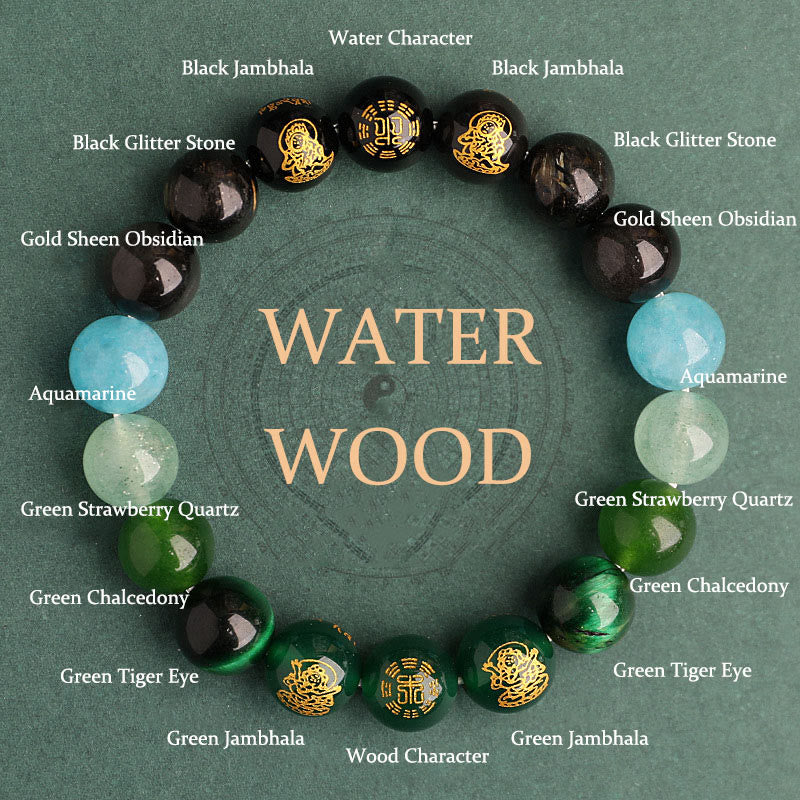 Fortune Jewel Five Elements Various Agate Crystal South Red Agate Strawberry Quartz Sun Stone Citrine Luck Bracelet
