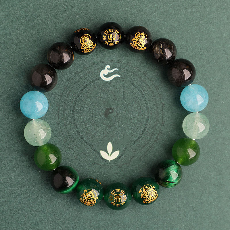 Fortune Jewel Five Elements Various Agate Crystal South Red Agate Strawberry Quartz Sun Stone Citrine Luck Bracelet