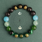 Fortune Jewel Five Elements Various Agate Crystal South Red Agate Strawberry Quartz Sun Stone Citrine Luck Bracelet