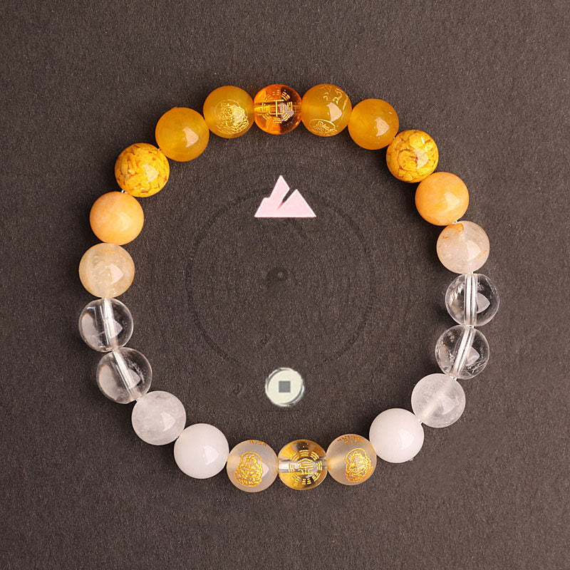Fortune Jewel Five Elements Various Agate Crystal South Red Agate Strawberry Quartz Sun Stone Citrine Luck Bracelet