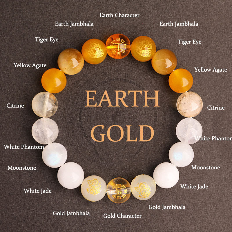 Fortune Jewel Five Elements Various Agate Crystal South Red Agate Strawberry Quartz Sun Stone Citrine Luck Bracelet