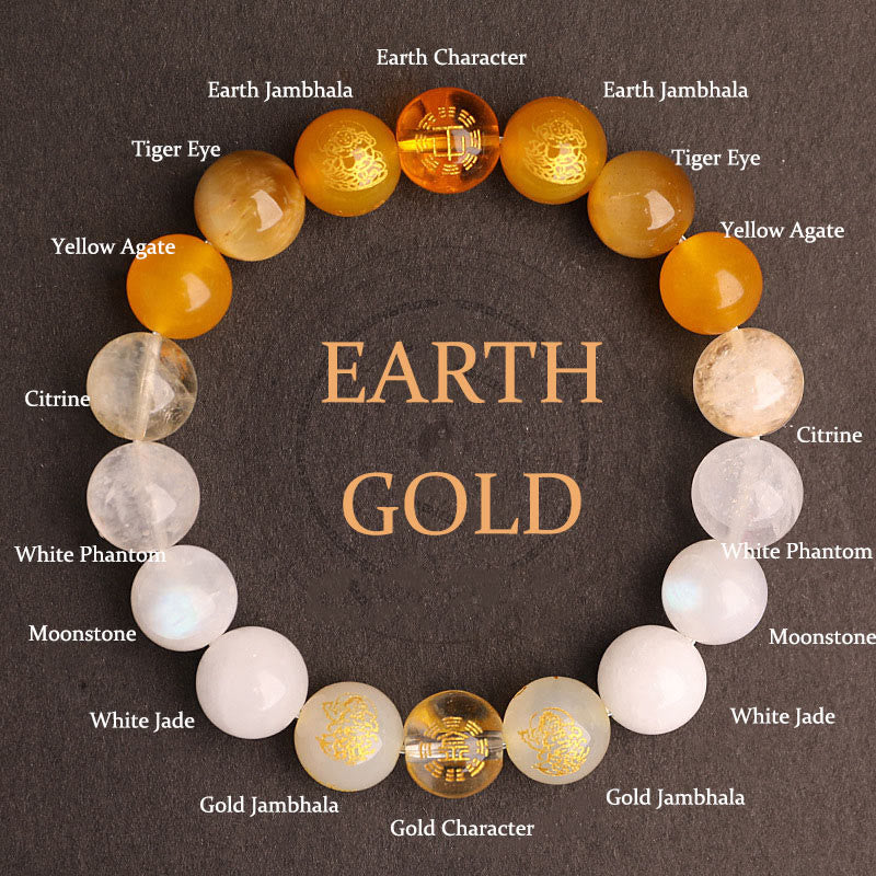 Fortune Jewel Five Elements Various Agate Crystal South Red Agate Strawberry Quartz Sun Stone Citrine Luck Bracelet