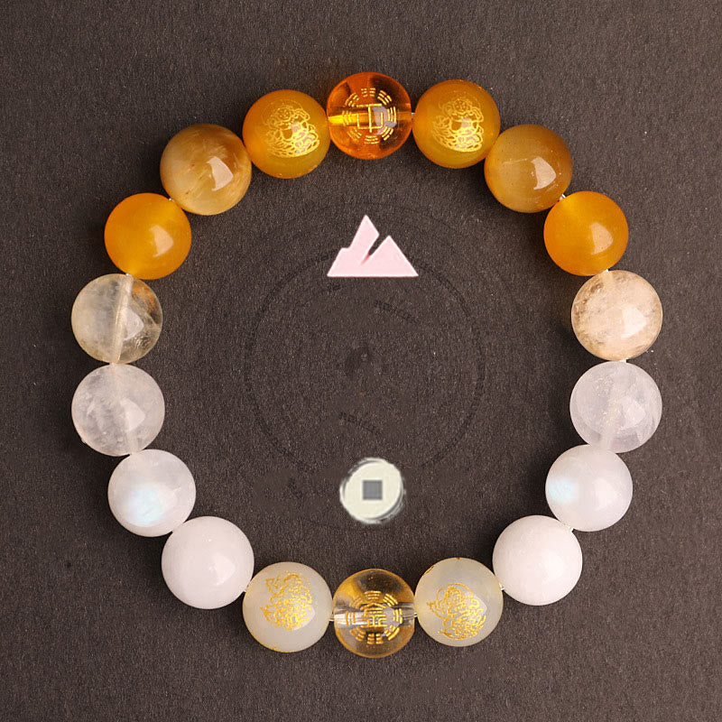 Fortune Jewel Five Elements Various Agate Crystal South Red Agate Strawberry Quartz Sun Stone Citrine Luck Bracelet