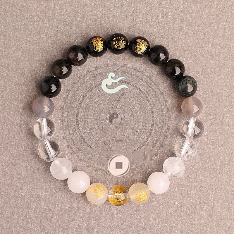 Fortune Jewel Five Elements Various Agate Crystal South Red Agate Strawberry Quartz Sun Stone Citrine Luck Bracelet