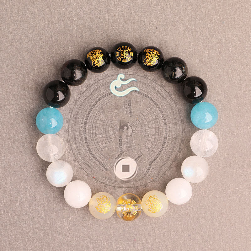Fortune Jewel Five Elements Various Agate Crystal South Red Agate Strawberry Quartz Sun Stone Citrine Luck Bracelet
