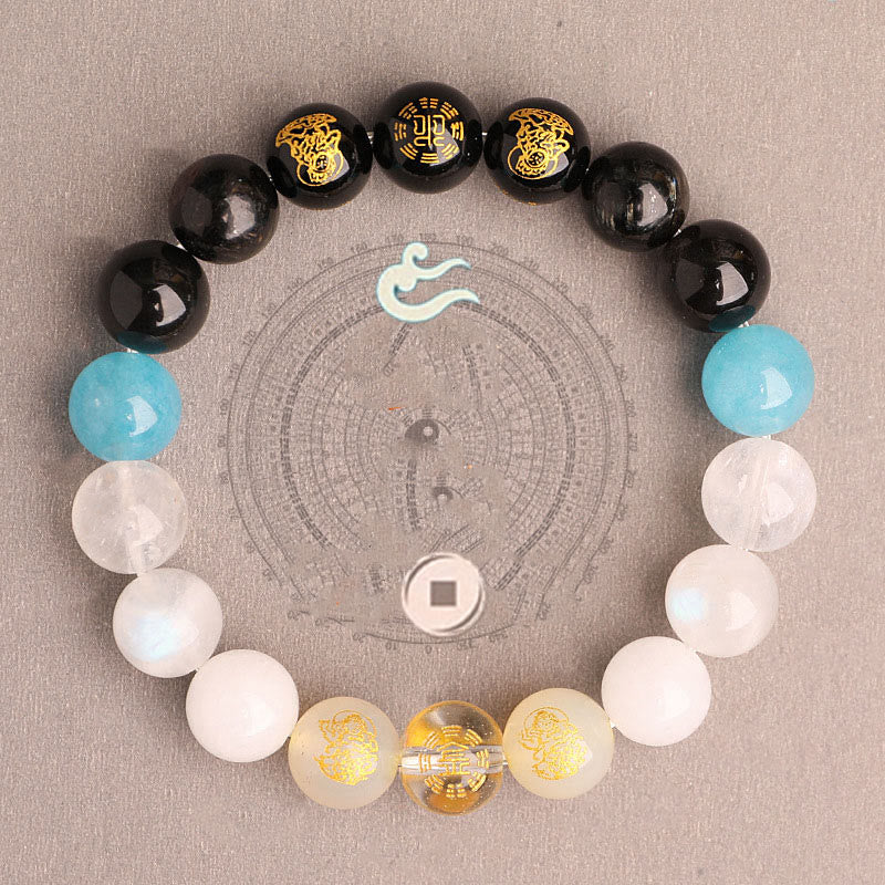 Fortune Jewel Five Elements Various Agate Crystal South Red Agate Strawberry Quartz Sun Stone Citrine Luck Bracelet