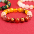 Fortune Jewel Five Elements Various Agate Crystal South Red Agate Strawberry Quartz Sun Stone Citrine Luck Bracelet
