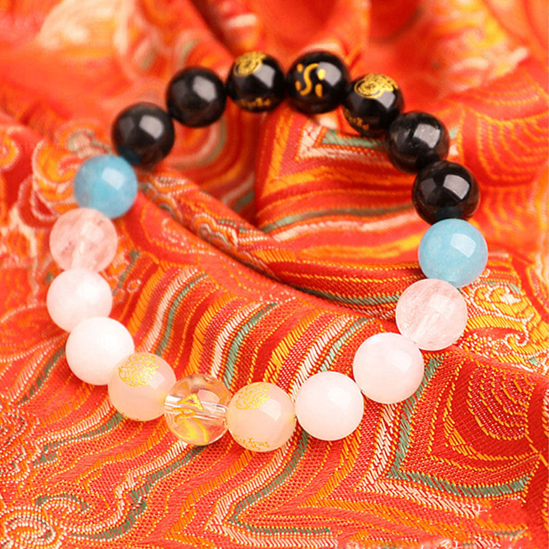 Fortune Jewel Five Elements Various Agate Crystal South Red Agate Strawberry Quartz Sun Stone Citrine Luck Bracelet