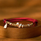 Fortune Jewel 999 Sterling Silver Year Of Snake Red String Happiness Protection Braided Bracelet