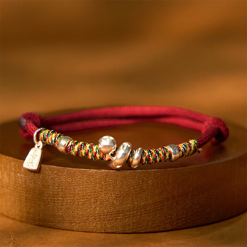 Fortune Jewel 999 Sterling Silver Year Of Snake Red String Happiness Protection Braided Bracelet