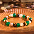Fortune Jewel Natural Tiger Eye Green Agate Citrine Mix And Match Beads Protection Bracelet