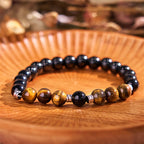 Fortune Jewel 2Pcs Hematite Tiger Eye Blue Tiger Eye Powerful Bracelet Set