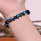 Fortune Jewel 2Pcs Hematite Tiger Eye Blue Tiger Eye Powerful Bracelet Set