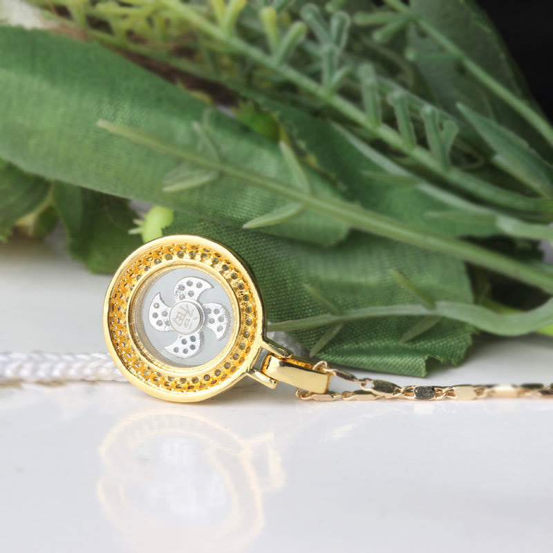 Fortune Jewel Gold plated Copper Brass Rotatable Windmill Fu Balance Necklace Pendant
