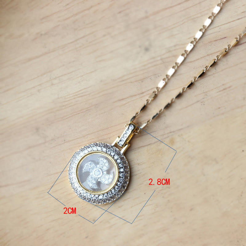 Fortune Jewel Gold plated Copper Brass Rotatable Windmill Fu Balance Necklace Pendant