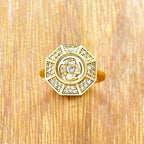 Fortune Jewel Gold Plated Copper Windmill Feng Sheng Shui Qi Luck Wealth Adjustable Ring