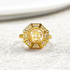 Fortune Jewel Gold Plated Copper Windmill Feng Sheng Shui Qi Luck Wealth Adjustable Ring