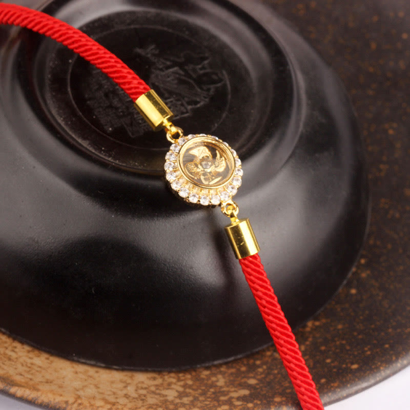 Fortune Jewel Red String Copper Brass Rotatable Windmill Feng Sheng Shui Qi Protection Braided Bracelet