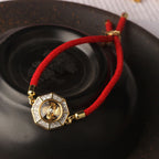 Fortune Jewel Copper Brass Rotatable Windmill Feng Sheng Shui Qi Red String Faith Braided Bracelet