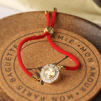 Fortune Jewel Copper Brass Rotatable Windmill Feng Sheng Shui Qi Red String Faith Braided Bracelet