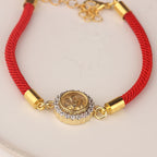 Fortune Jewel Red String Copper Brass Rotatable Windmill Feng Sheng Shui Qi Protection Braided Bracelet