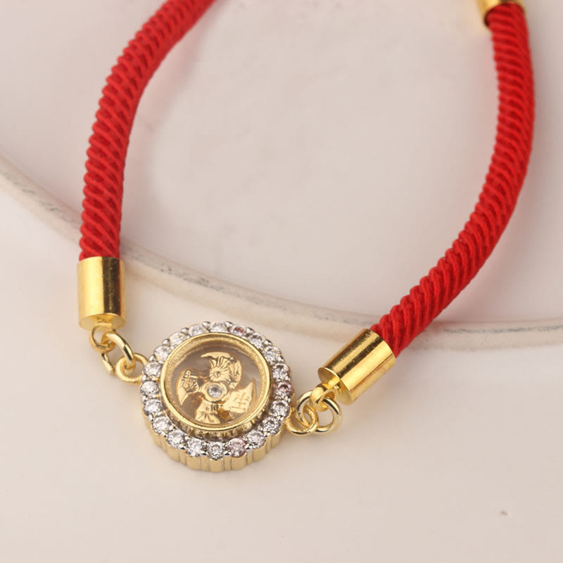 Fortune Jewel Red String Copper Brass Rotatable Windmill Feng Sheng Shui Qi Protection Braided Bracelet