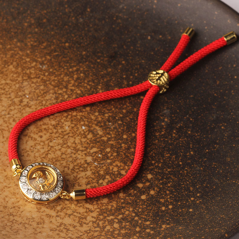 Fortune Jewel Copper Brass Feng Sheng Shui Qi Rotatable Windmill  Red String Faith Braided Bracelet